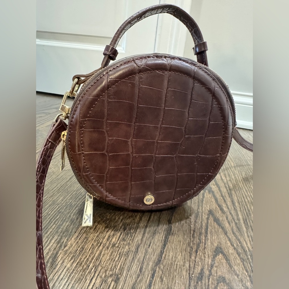 Kate Landry • Round Crocodile Leather Crossbody Handle Purse